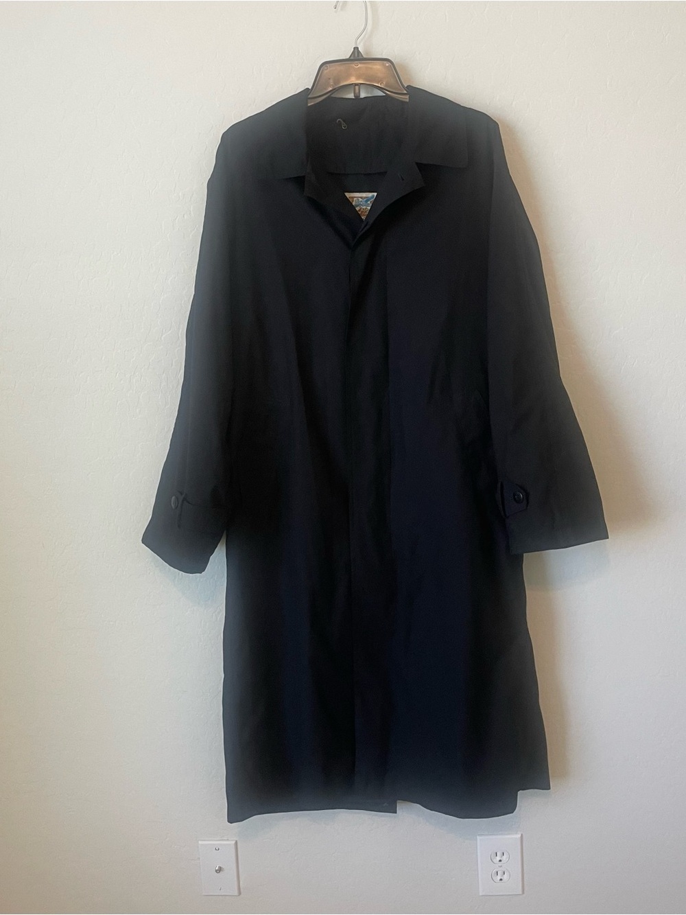 TravelSmith Black Longline Trench Coat Mac Jacket - Size Small